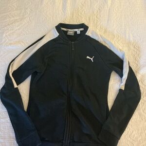 Puma Black Zip-Up Track Jacket with White Trim